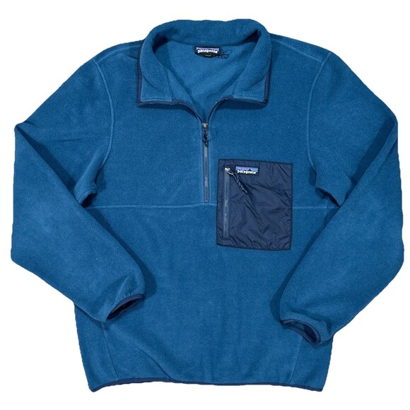 Patagonia Sweater Mens Medium Blue Microdini 1/2 Zip Fleece Pullover Outdoor - Picture 1 of 5